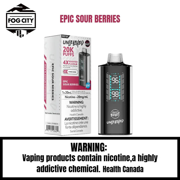 Flavor Beast DCP 20K Disposable Vape 20K Puffs Epic Sour Berries Flavor - LED Screen with Juice and Battery Display, 4X Flavor Boost, Available at Fog City Vape