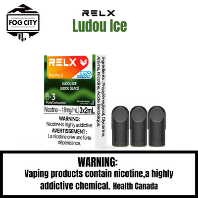 Relx Pod Por 2 Pod System Vape 3 Pods in Box Ludou Ice Flavor - Variety of Flavors, Easy to Carry, Available at Fog City Vape