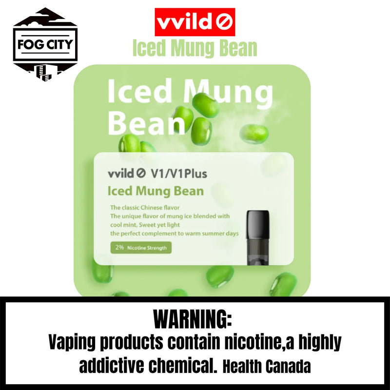 Vvild V1 Pod System Vape 3 Pods in Box Iced Green Bean Flavor - Rich Tea Flavor, Smooth Taste, Available at Fog City Vape