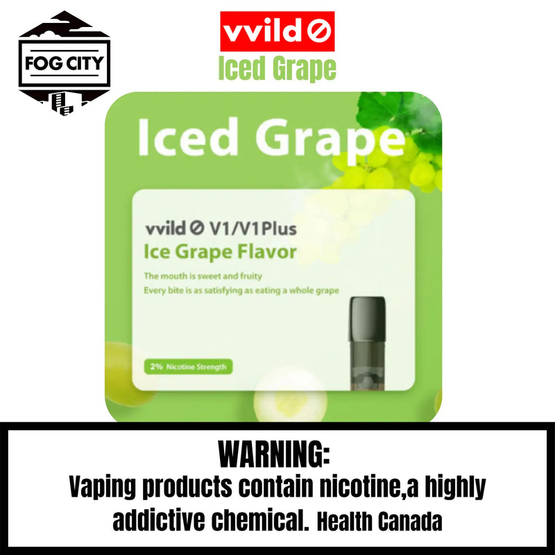 Vvild V1 Pod System Vape 3 Pods in Box Jada Grape Flavor - Rich Tea Flavor, Smooth Taste, Available at Fog City Vape