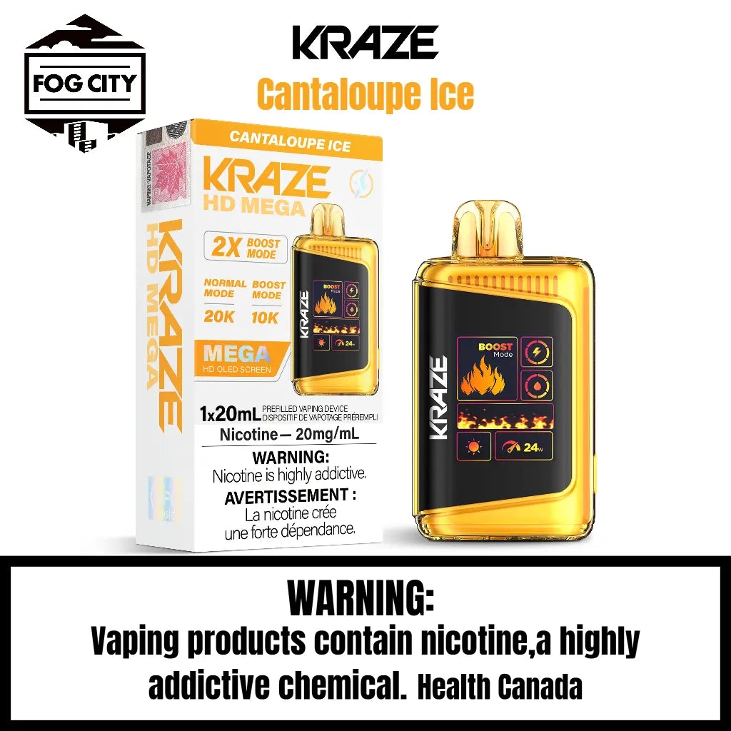 Kraze HD Mega Disposable Vape (20K Puffs) Cantaloupe Ice