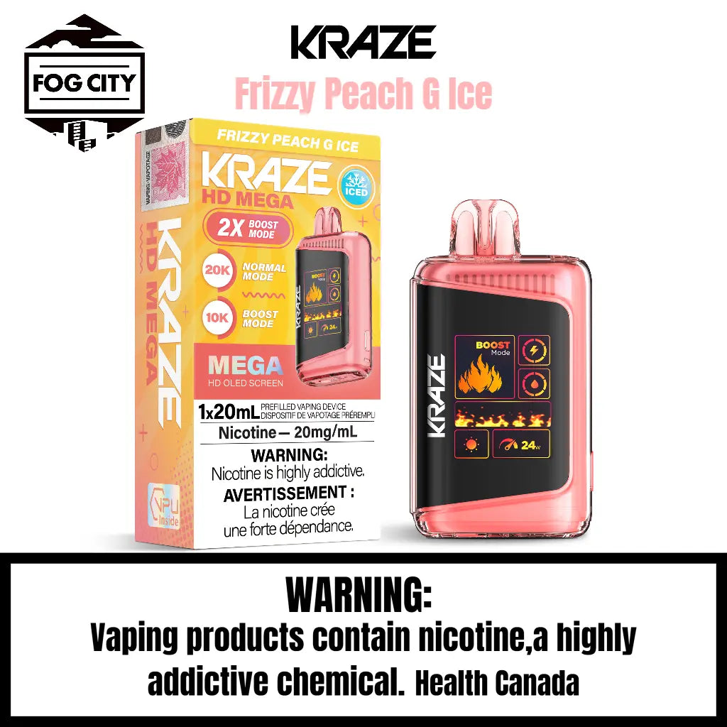 Kraze HD Mega Disposable Vape (20K Puffs) Frizzy Peach G Ice