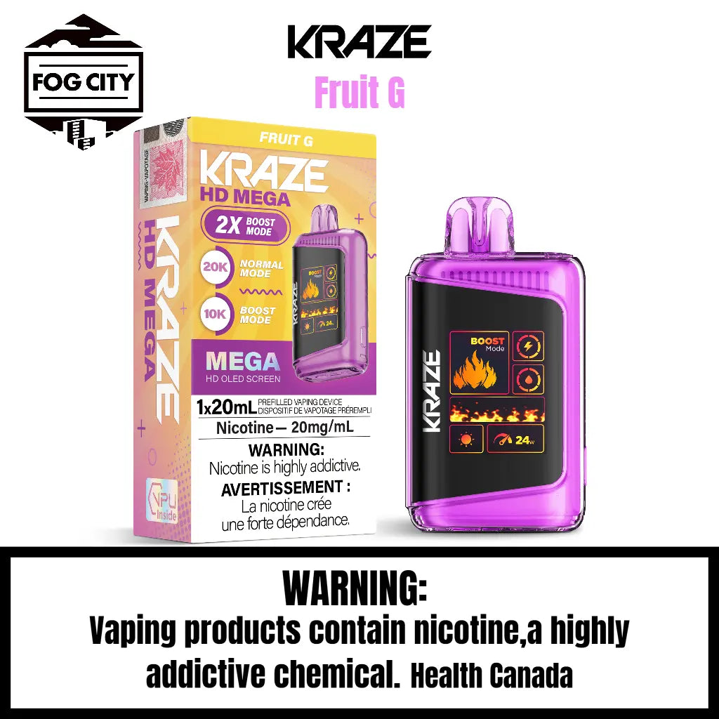 Kraze HD Mega Disposable Vape (20K Puffs) Fruit G