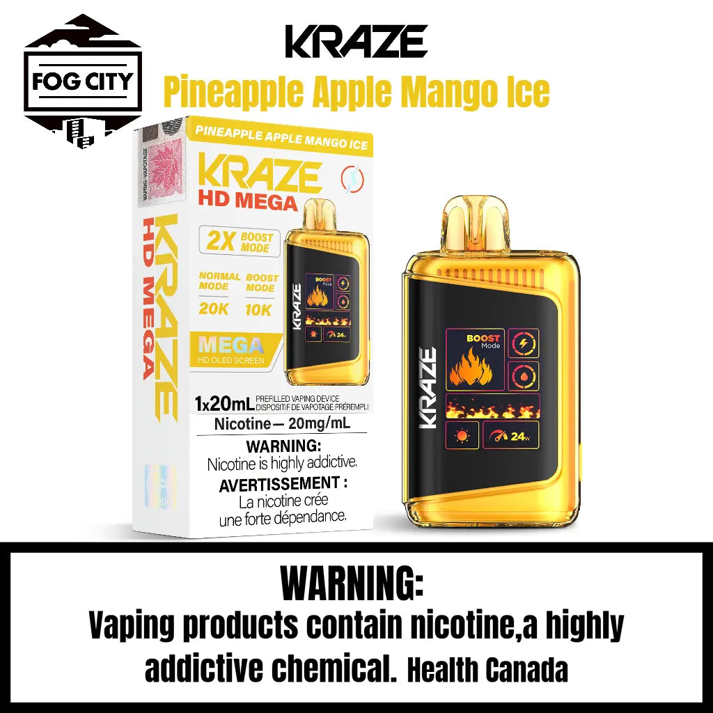 Kraze HD Mega Disposable Vape (20K Puffs) Pineapple Apple Mango Ice