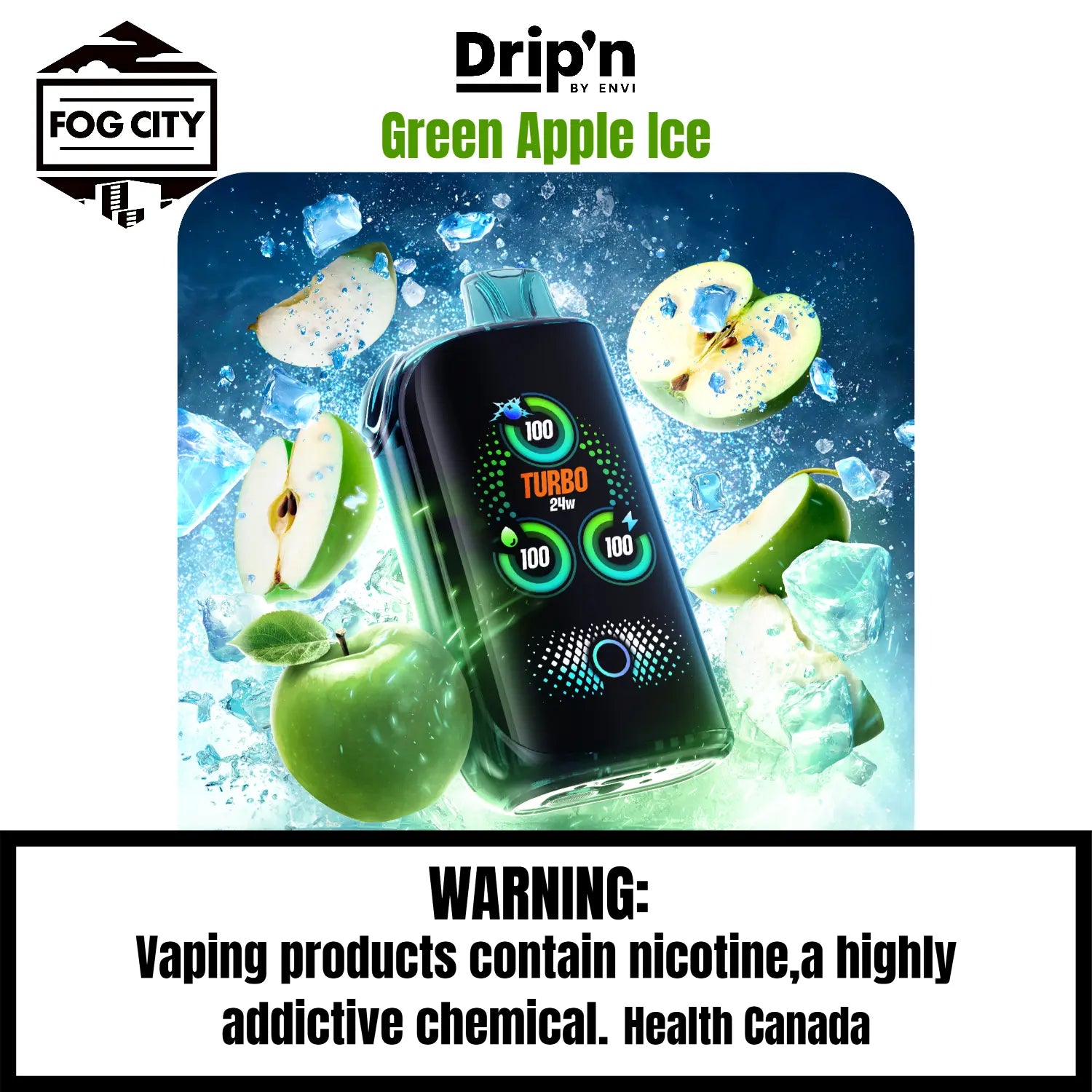 Drips By Envi Fasta Blast Disposable VAPE Flavour Green Apple Ice