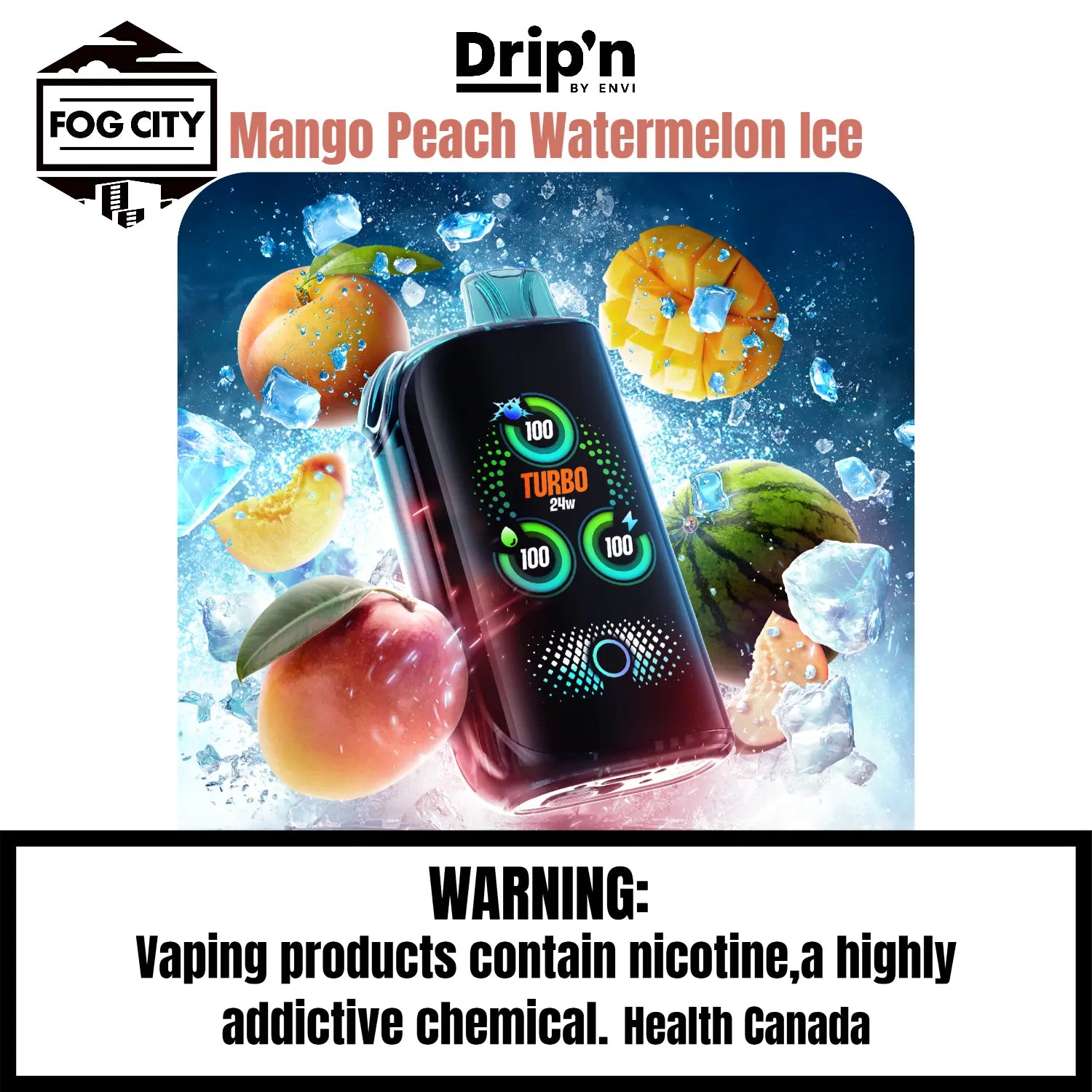 Drips By Envi Fasta Blast Disposable VAPE Flavour Mango Peach Watermelon Ice