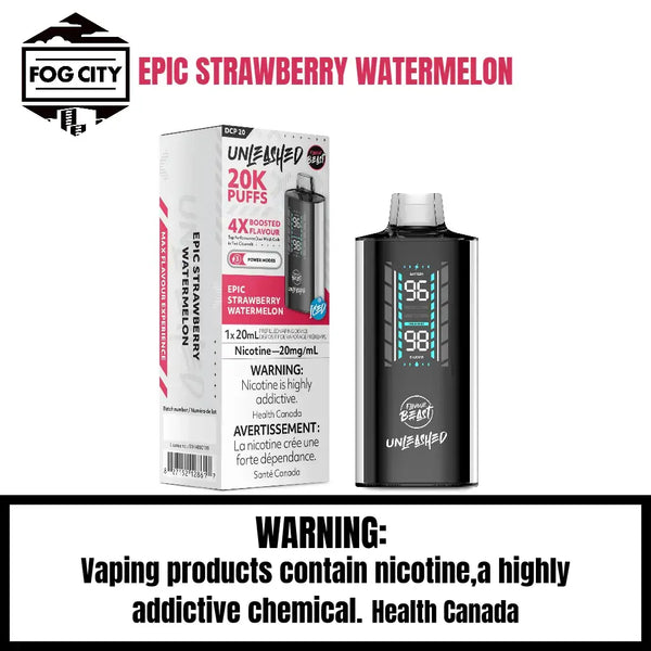 Flavor Beast DCP 20K Disposable Vape 20K Puffs Epic Strawberry Watermelon Flavor - LED Screen with Juice and Battery Display, 4X Flavor Boost, Available at Fog City Vape