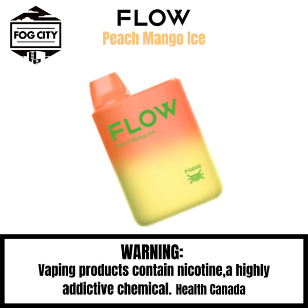 Flow F10000 Disposable Vape 10K Puffs Peach Mango Ice Flavor - Super Icy and Smooth, Available at Fog City Vape