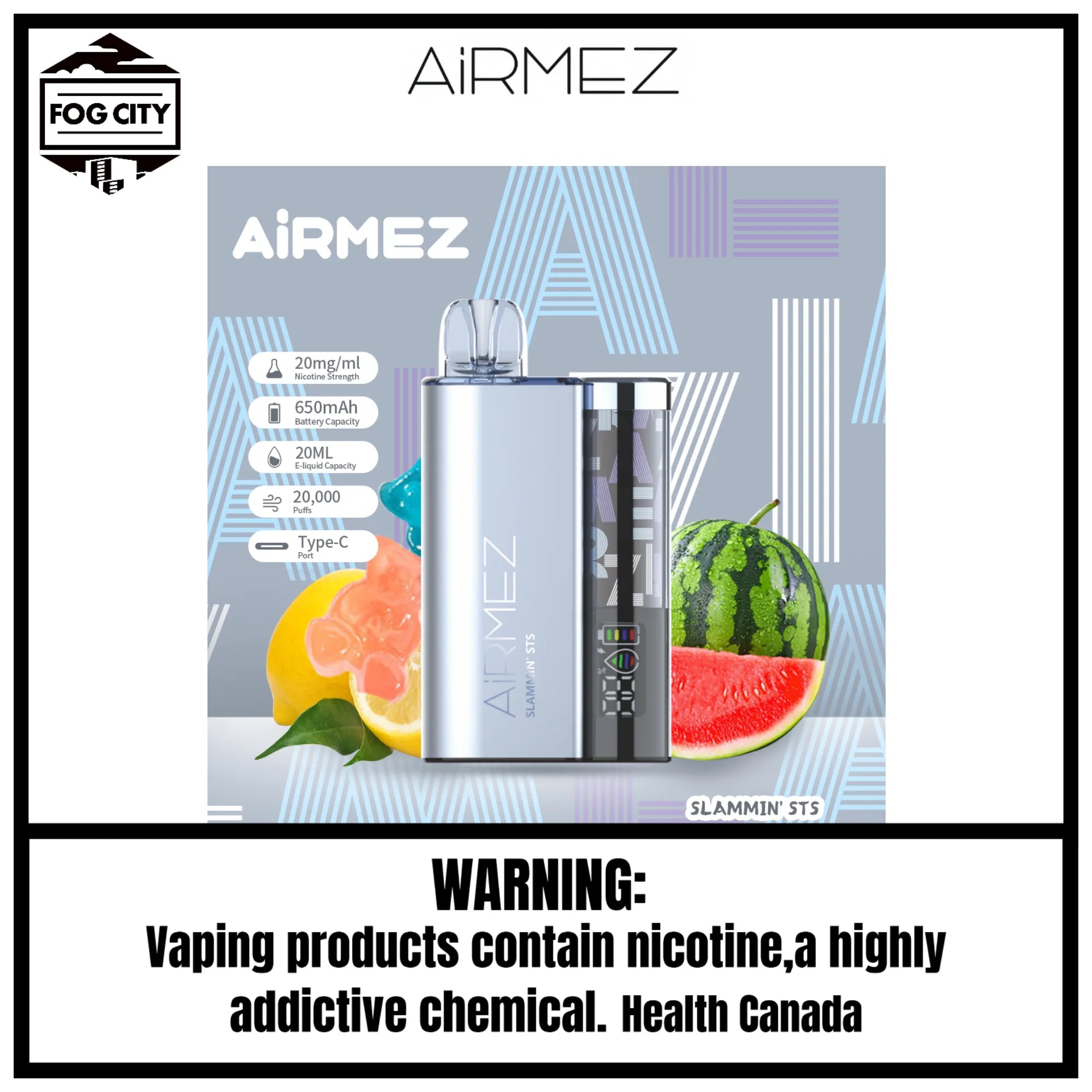 Fog City Vape Shop Airmez Slamminsts 6 Disposable Vape 20k Puffs