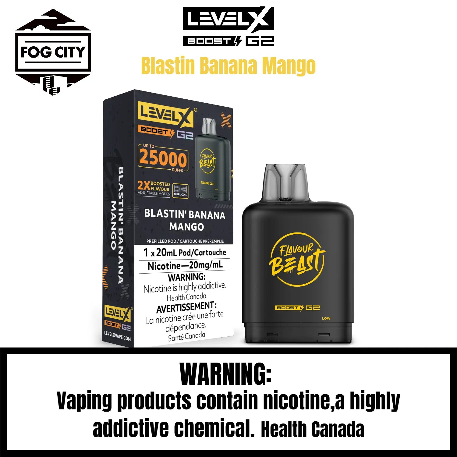 Level X Boost G2 Pod | Blastin' Banana Mango-25K Puff