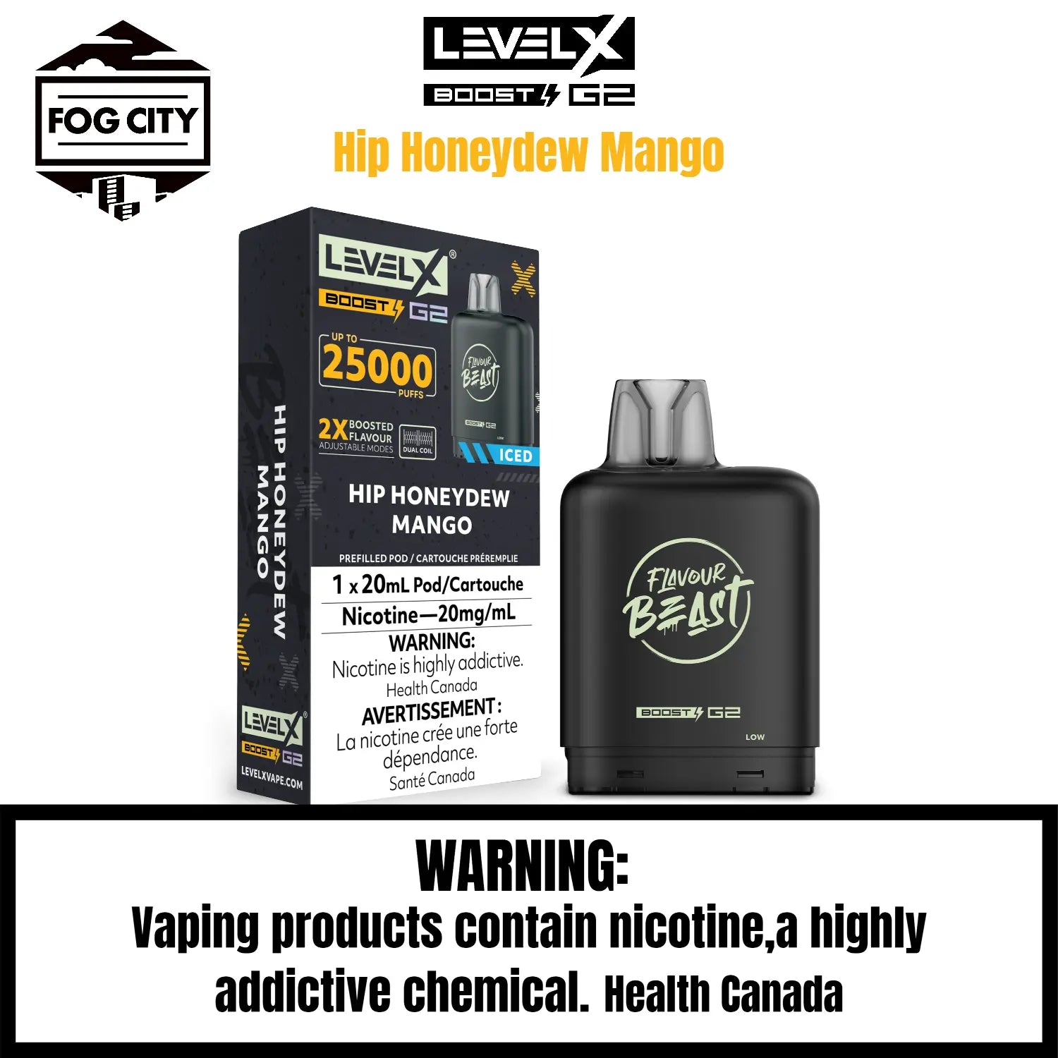 Level X Boost G2 Pod | Hip Honeydew Mango-25K Puff