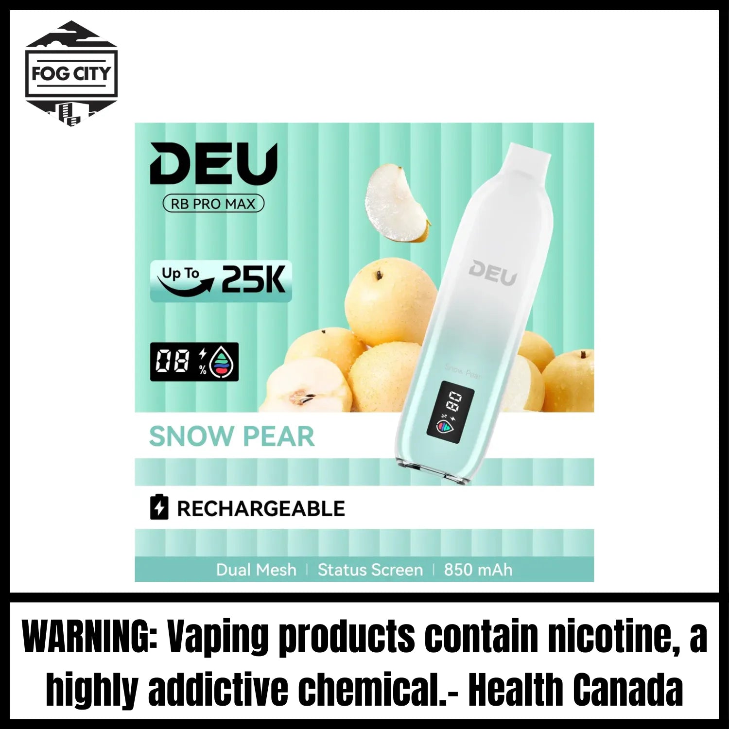 DEU RB PRO MAX+ Disposable Vape |Snow Pear-25K Puffs DEU RB PRO MAX+ Disposable Vape |Snow Pear-25K Puffs