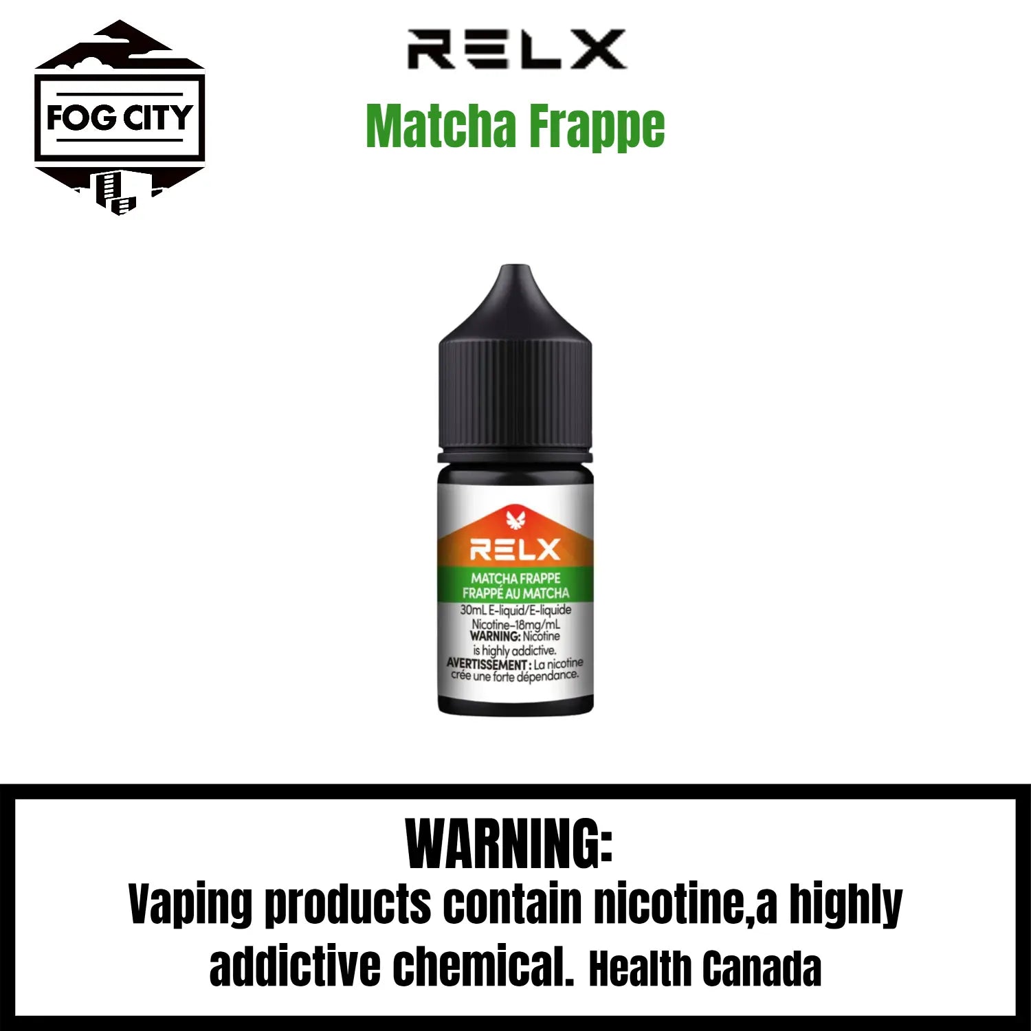 Relx E Liquid Vape Fog City Flavor Matcha Frappe