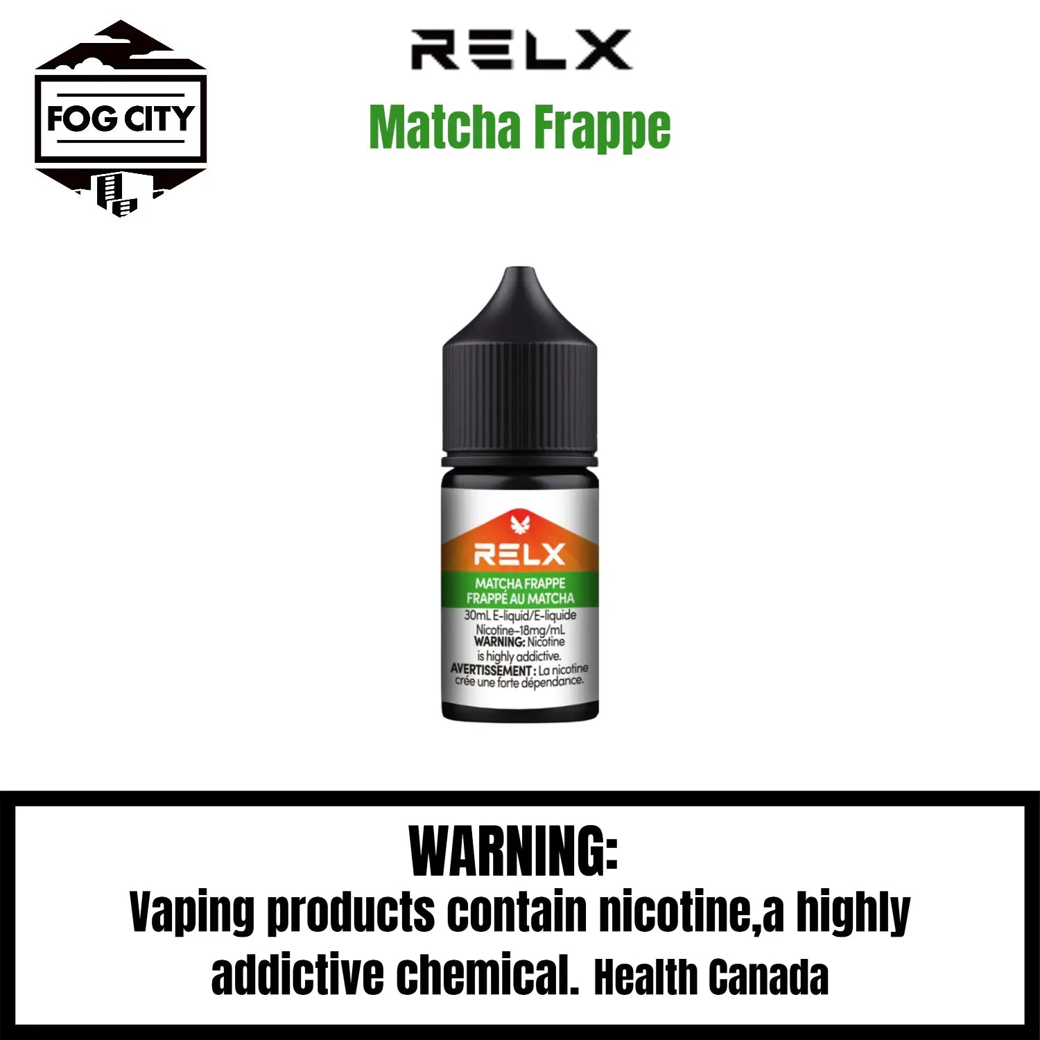 Relx E Liquid VAPE Fog City Flavor Matcha Frappe