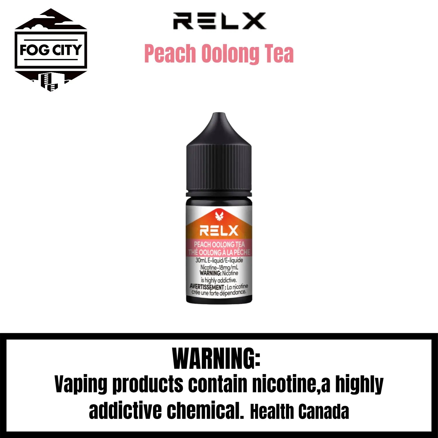 Relx E Liquid Vape Fog City Flavor Peach Oolong Tea