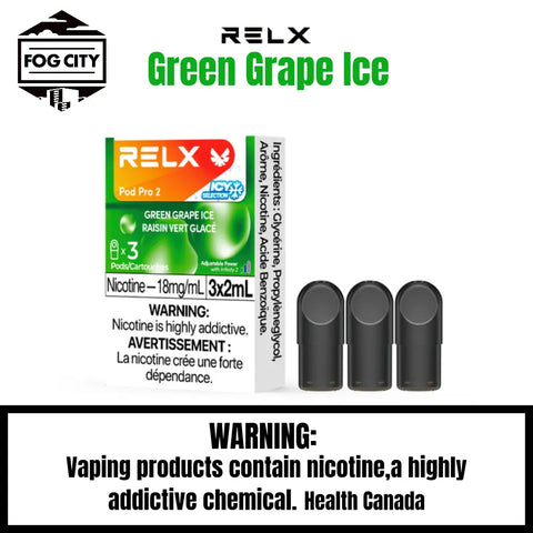 RELX Pro 2 Pod (3 Pcs) Green Grape Ice|$20.99| Free Deliver Canada RELX Pro 2 Pod (3 Pcs) Green Grape Ice|$20.99| Free Deliver Canada