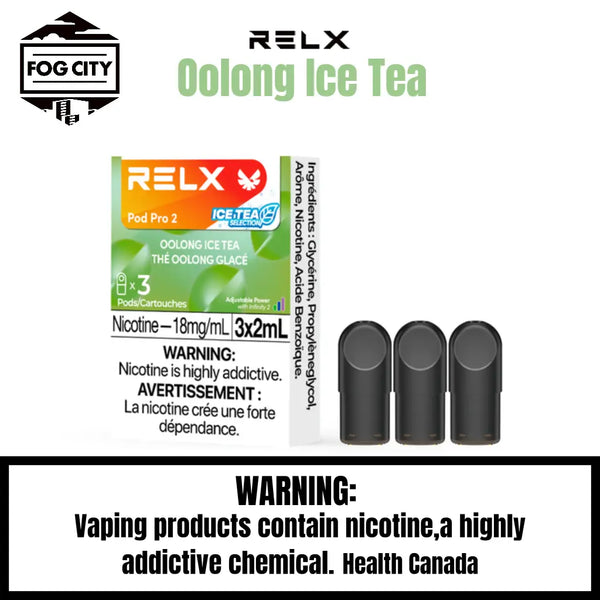 Relx Pod Por 2 Pod System Vape 3 Pods in Box Oolong Ice Tea Flavor - Variety of Flavors, Easy to Carry, Available at Fog City Vape