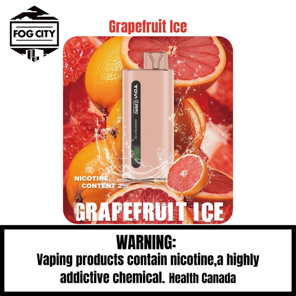 Tovi Zero SA7500 Disposable Vape 7500 Puffs Grapefruit Ice Flavor - LED Screen with Juice and Battery Display, Icy Cool, Available at Fog City Vape
