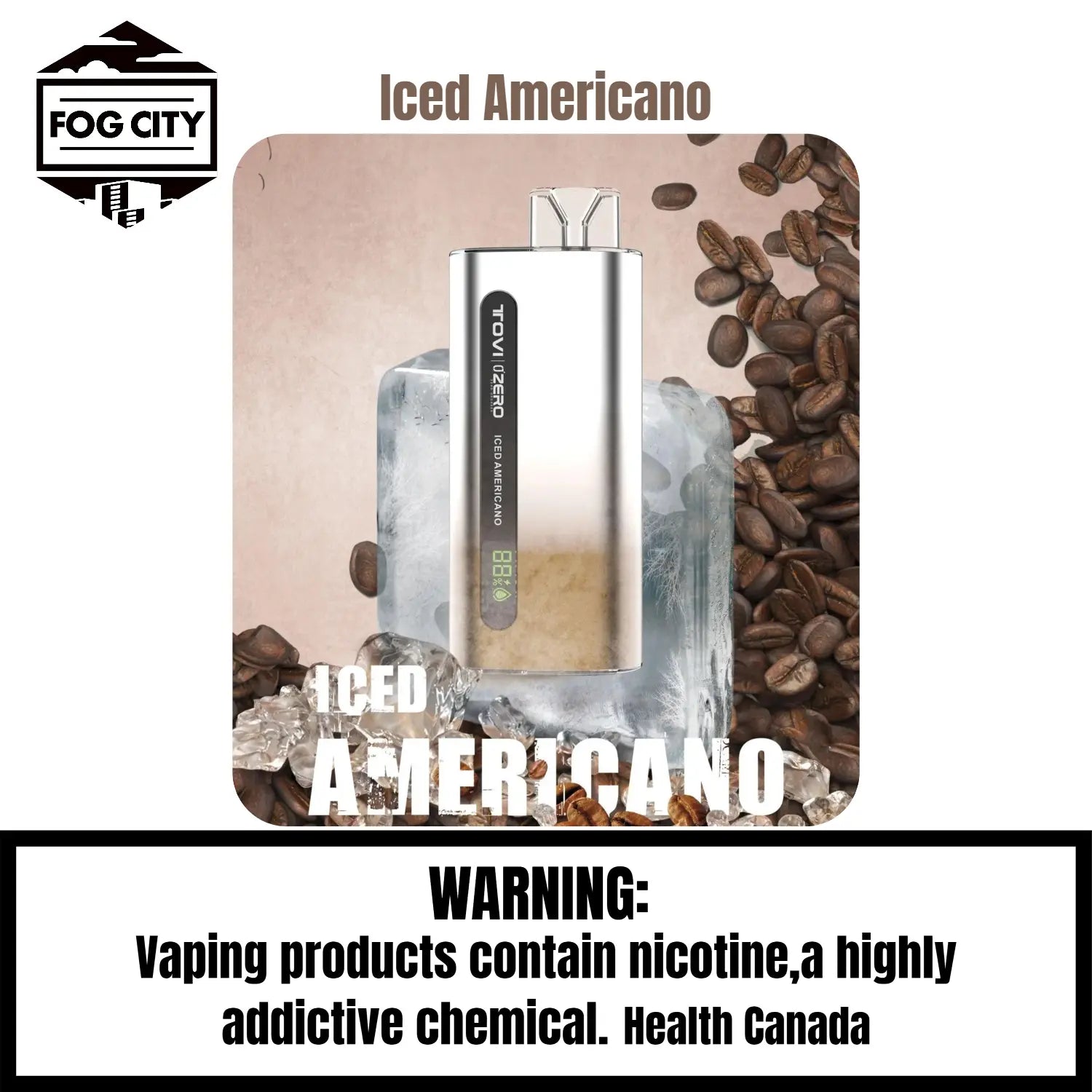 Tovi Zero Sa7500 Disposable VAPE 7500 Puffs Fog City Flavor Iced Americano