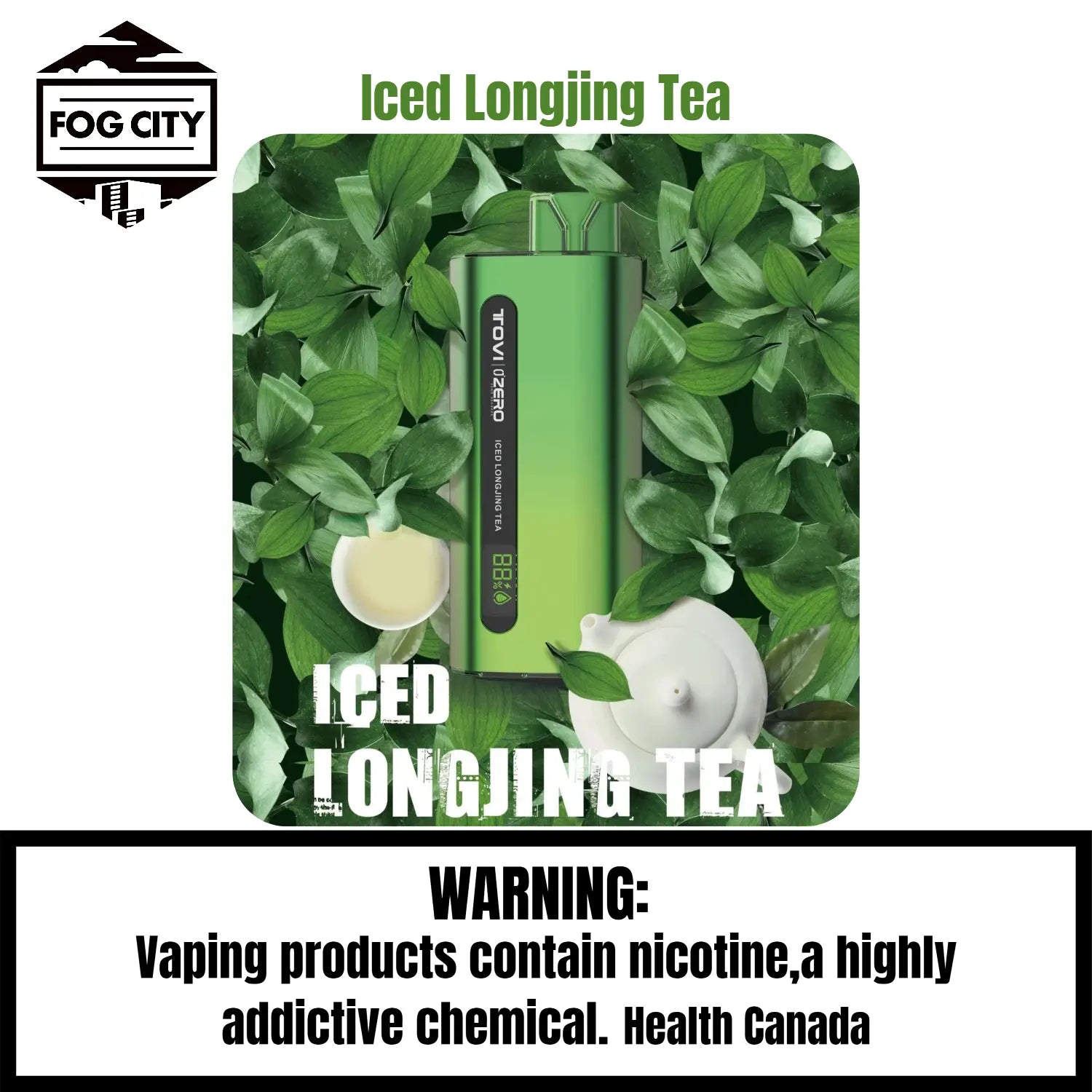 Tovi Zero Sa7500 Disposable VAPE 7500 Puffs Fog City Flavor Iced Longjing Tea