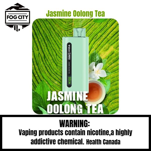 Tovi Zero SA7500 Disposable Vape 7500 Puffs Jasmine Oolong Tea Flavor - LED Screen with Juice and Battery Display, Icy Cool, Available at Fog City Vape