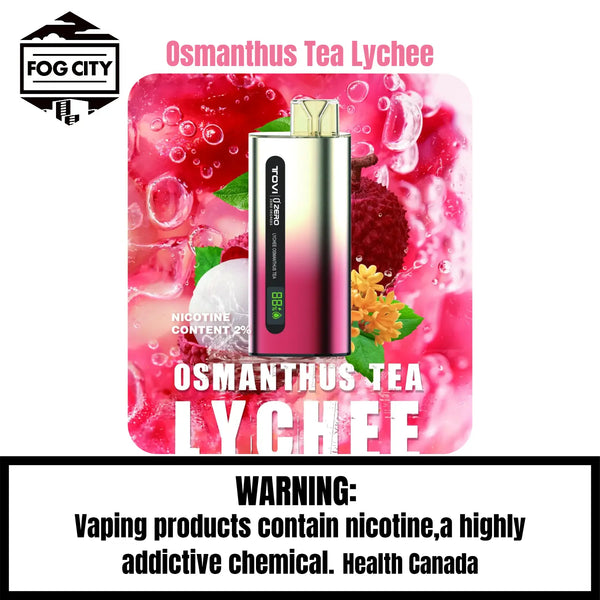 Tovi Zero SA7500 Disposable Vape 7500 Puffs Osmanthus Tea Lychee Flavor - LED Screen with Juice and Battery Display, Icy Cool, Available at Fog City Vape
