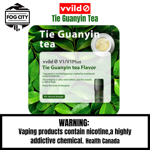 Vvild V1 Pod System Vape 3 Pods in Box Tie Guanyin Tea Flavor - Rich Tea Flavor, Smooth Taste, Available at Fog City Vape